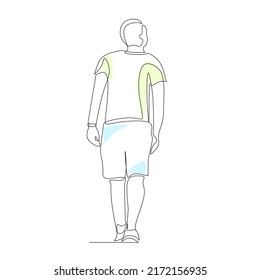 Vector illustration of a walking man drawn in line art style