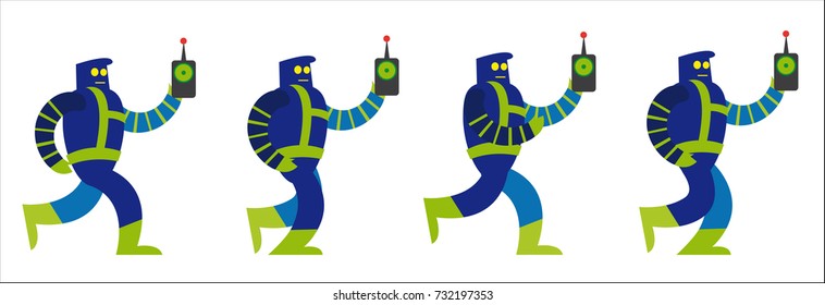 A vector illustration of walking robot. It can be use for short animation.