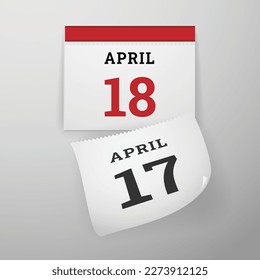 Vector illustration of wall calendar with tax day date and a falling page of previous day