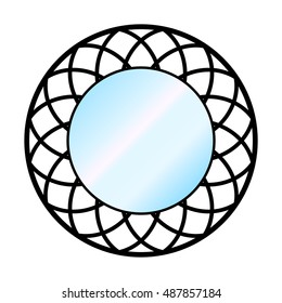 Vector illustration of a wall circle mirror on a white background