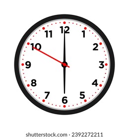 vector illustration of a wall clock at 6 o'clock