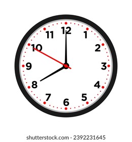 vector illustration of a wall clock at 8 o'clock