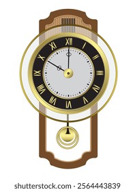 Vector illustration of a wall clock showing the time and date.