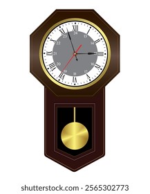 Vector illustration of a wall clock showing the time and date.