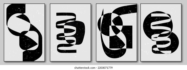 Vector Illustration. Wall design. Set of trendy abstract minimalist artistic hand drawn composition. 