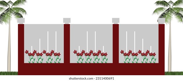 Vector Illustration Of A Wall Fence, Design 3D. Modern Style