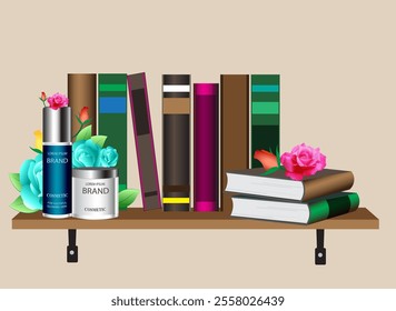 Vector illustration of a wall mounted bookshelf.