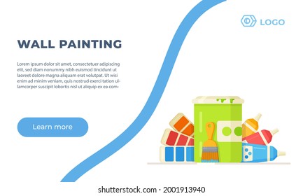 Vector illustration wall paint. Site for ordering paints, palettes, rollers and other paint tools
