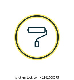 Vector illustration of wall painter icon line. Beautiful entertainment element also can be used as paint roller icon element.