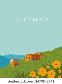 Vector illustration. Wall poster design. Colombia. Banner, postcard, cover. Modern design. Tourism.