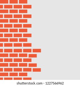 Vector illustration. Wall with red brickwork. Free space for text