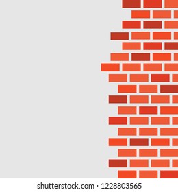 Vector illustration. Wall with red brickwork. Free space for text