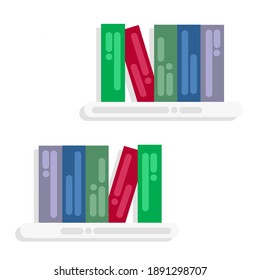 vector illustration of wall shelf with books on it.  minimalist flat design.