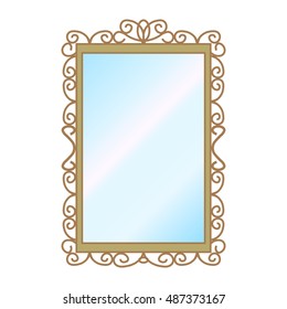 Vector illustration of a wall square mirror on a white background