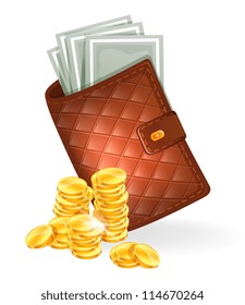 Vector illustration of Wallet with banknotes