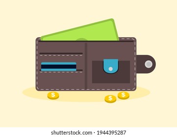 
Vector illustration of a wallet containing cash and credit cards for the holidays, perfect for business and advertising designs