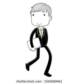 Vector illustration of wallking businessman.