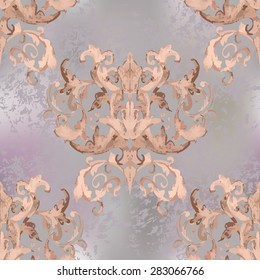 Vector illustration. wallpaper, fabric patterns Baroque, Damask pearl  seamless floral pattern.