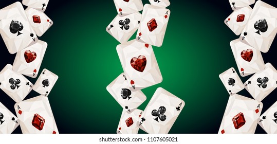 vector illustration wallpaper playing cards symbol sign suit set deck diamond jewel gemstone crystal design gradient background low poly modeling four of a kind