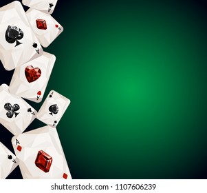 vector illustration wallpaper playing cards symbol sign suit set deck diamond jewel gemstone crystal design gradient background low poly modeling four of a kind