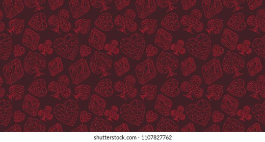 vector illustration wallpaper playing cards symbol sign suit set deck diamond jewel gemstone crystal design gradient background low poly modeling four of a kind