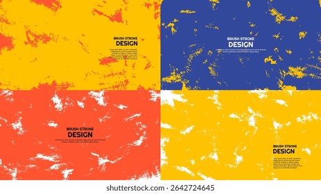 Vector illustration. Wallpapers with paint brush strokes mess. Hand drawn abstract color backgrounds set. Design for horizontal web banner, presentation template. Contemporary bright color