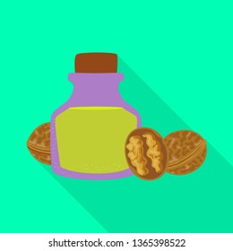Vector illustration of walnut and food  icon. Set of walnut and cold vector icon for stock.