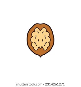 Icono del logotipo de la nogal de ilustración vectorial. Logotipo de nogal Fondo blanco aislado.