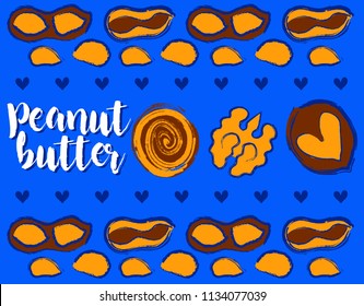 
Vector illustration Walnut and Peanut. Element for butter brand composition. graphic nuts