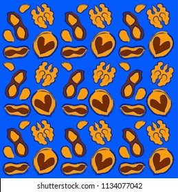 
Vector illustration Walnut and Peanut. Element for butter brand composition. Pattern set