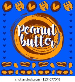 
Vector illustration Walnut and Peanut. Element for butter brand composition. Nuts