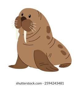 Vector illustration of a walrus on a white background. Wild animal.