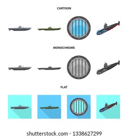 Vector illustration of war  and ship icon. Set of war  and fleet vector icon for stock.