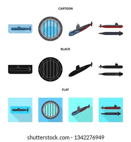 Vector illustration of war  and ship icon. Set of war  and fleet stock vector illustration.