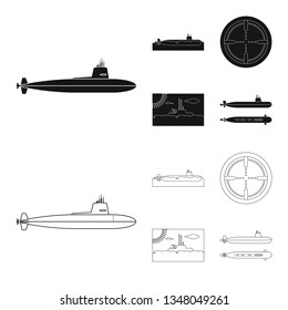 Vector illustration of war  and ship icon. Set of war  and fleet stock vector illustration.