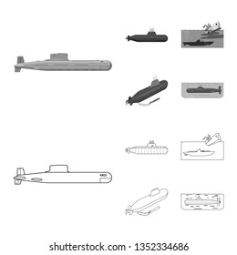 Vector illustration of war  and ship icon. Set of war  and fleet vector icon for stock.