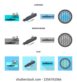 Vector illustration of war  and ship icon. Set of war  and fleet stock vector illustration.