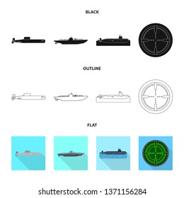Vector illustration of war  and ship icon. Set of war  and fleet stock symbol for web.