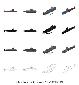 Vector illustration of war  and ship icon. Set of war  and fleet stock vector illustration.
