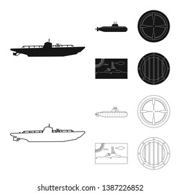 Vector illustration of war  and ship icon. Set of war  and fleet stock vector illustration.