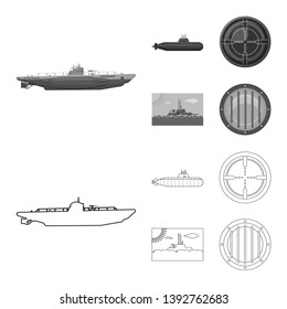 Vector illustration of war  and ship icon. Set of war  and fleet vector icon for stock.