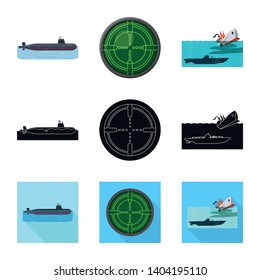 Vector illustration of war  and ship icon. Set of war  and fleet stock vector illustration.