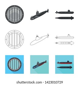 Vector illustration of war  and ship icon. Set of war  and fleet vector icon for stock.