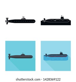 Vector illustration of war and ship icon. Set of war and fleet stock symbol for web.