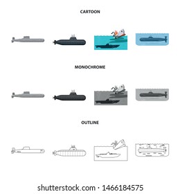 Vector illustration of war and ship icon. Collection of war and fleet stock symbol for web.