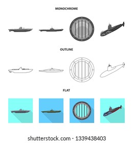 Vector illustration of war  and ship logo. Set of war  and fleet stock symbol for web.