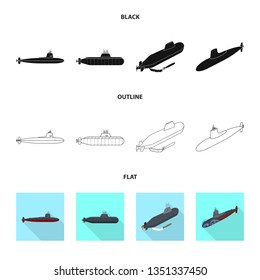 Vector illustration of war  and ship logo. Set of war  and fleet stock symbol for web.