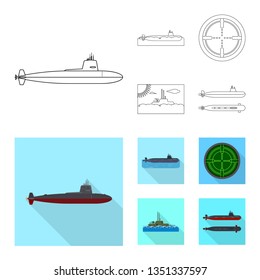 Vector illustration of war  and ship logo. Set of war  and fleet stock symbol for web.