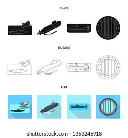Vector illustration of war  and ship logo. Collection of war  and fleet vector icon for stock.