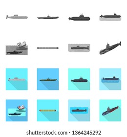 Vector illustration of war  and ship logo. Collection of war  and fleet vector icon for stock.